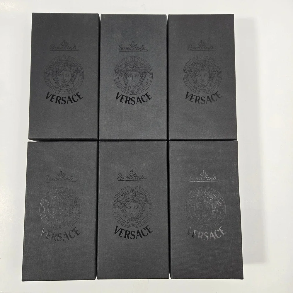 Set of 6 Rosenthal Versace Medusa Crystal Wine Bottle Stoppers Full Rainbow NIB
